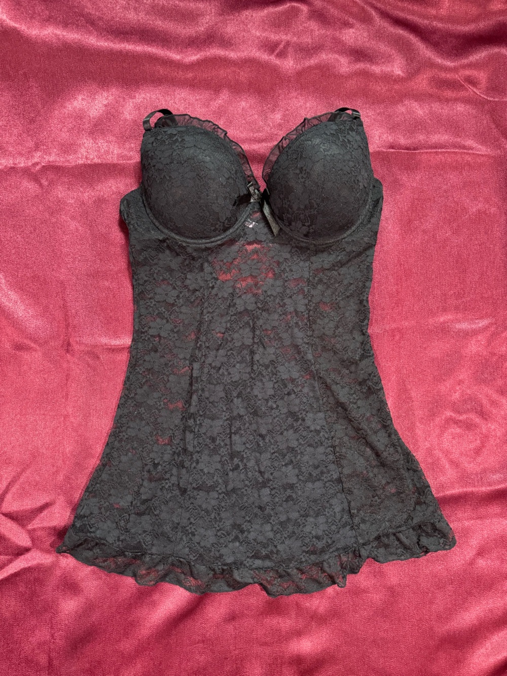 Native Intimates Black Lace Chemise with Underwire Cups